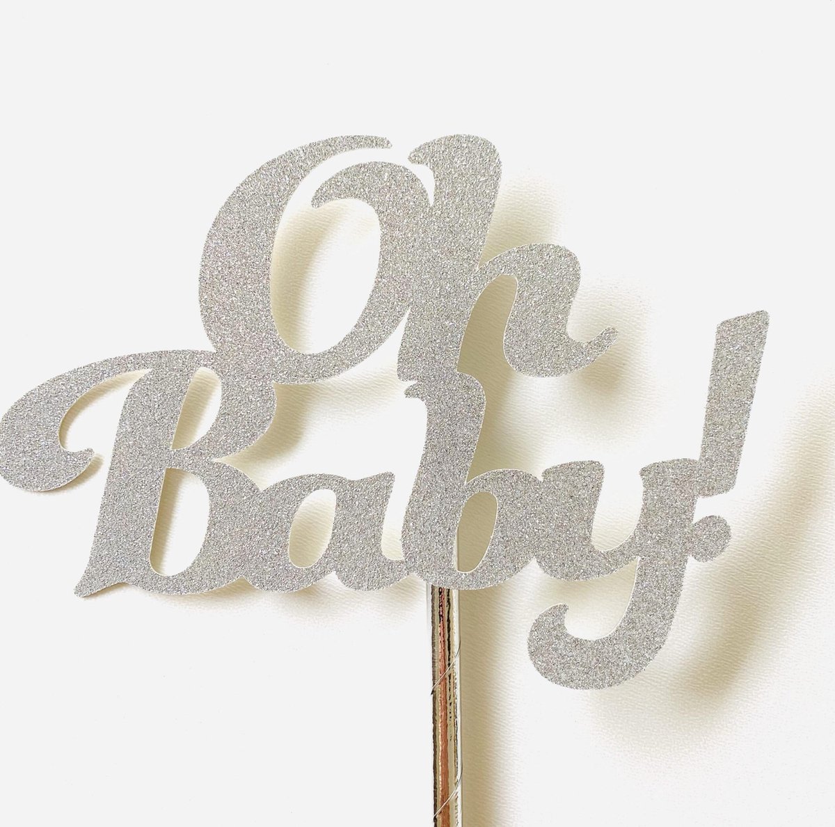 Taarttopper| Cake topper |Baby| Oh Baby| Zilver glitter| 14 cm| karton